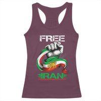 Free Iran Racerback Tank Top Iran Lion Sun Flag Fist