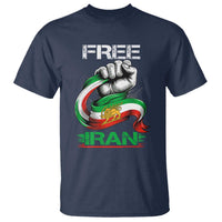 Free Iran T Shirt Iran Lion Sun Flag Fist