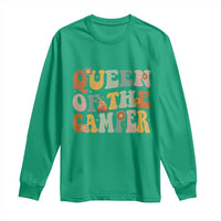 Camper Queen Long Sleeve Shirt Retro Groovy Funny Women Girls RV Camping Lovers - Wonder Print Shop