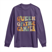 Camper Queen Long Sleeve Shirt Retro Groovy Funny Women Girls RV Camping Lovers - Wonder Print Shop
