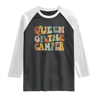 Camper Queen Raglan Shirt Retro Groovy Funny Women Girls RV Camping Lovers - Wonder Print Shop