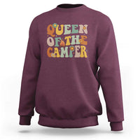 Camper Queen Sweatshirt Retro Groovy Funny Women Girls RV Camping Lovers - Wonder Print Shop