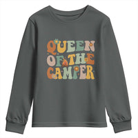 Camper Queen Youth Sweatshirt Retro Groovy Funny Women Girls RV Camping Lovers - Wonder Print Shop