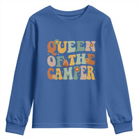Camper Queen Youth Sweatshirt Retro Groovy Funny Women Girls RV Camping Lovers - Wonder Print Shop