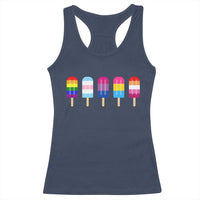 LGBT Rainbow Popsicles Racerback Tank Top Summer Ice Cream LGBTQ Pride Ally - Wonder Print Shop