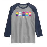 LGBT Rainbow Popsicles Raglan Shirt Summer Ice Cream LGBTQ Pride Ally - Wonder Print Shop