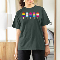 LGBT Rainbow Popsicles T Shirt For Women Summer Ice Cream LGBTQ Pride Ally - Wonder Print Shop