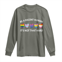 Be A Decent Human It's Not That Hard Long Sleeve Shirt LGBT Heart Retro Human Rights - Wonder Print Shop