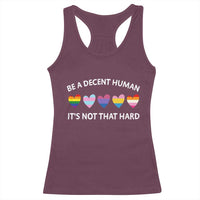 Be A Decent Human It's Not That Hard Racerback Tank Top LGBT Heart Retro Human Rights - Wonder Print Shop