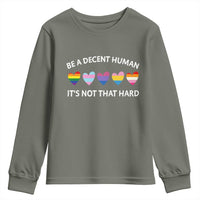 Be A Decent Human It's Not That Hard Youth Sweatshirt LGBT Heart Retro Human Rights - Wonder Print Shop