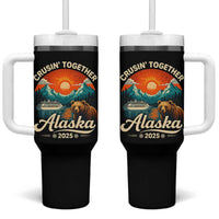 Alaska Cruise Tumbler With Handle Retro Alaskan Cruisin Together Matching Family Cruise - Wonder Print Shop