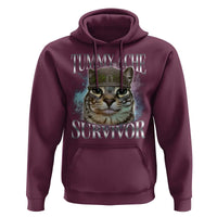 Tummy Ache Survivor Cat Meme Hoodie Vintage 90s Graphic Funny Stomach Issues Bootleg - Wonder Print Shop