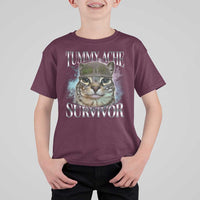 Tummy Ache Survivor Cat Meme T Shirt For Kid Vintage 90s Graphic Funny Stomach Issues Bootleg - Wonder Print Shop