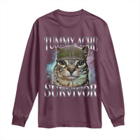 Tummy Ache Survivor Cat Meme Long Sleeve Shirt Vintage 90s Graphic Funny Stomach Issues Bootleg - Wonder Print Shop
