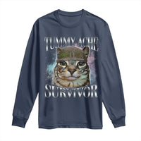 Tummy Ache Survivor Cat Meme Long Sleeve Shirt Vintage 90s Graphic Funny Stomach Issues Bootleg - Wonder Print Shop