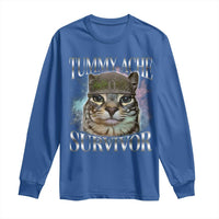 Tummy Ache Survivor Cat Meme Long Sleeve Shirt Vintage 90s Graphic Funny Stomach Issues Bootleg - Wonder Print Shop