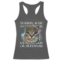 Tummy Ache Survivor Cat Meme Racerback Tank Top Vintage 90s Graphic Funny Stomach Issues Bootleg - Wonder Print Shop