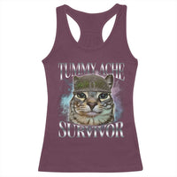 Tummy Ache Survivor Cat Meme Racerback Tank Top Vintage 90s Graphic Funny Stomach Issues Bootleg - Wonder Print Shop