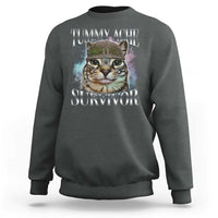 Tummy Ache Survivor Cat Meme Sweatshirt Vintage 90s Graphic Funny Stomach Issues Bootleg - Wonder Print Shop