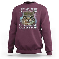 Tummy Ache Survivor Cat Meme Sweatshirt Vintage 90s Graphic Funny Stomach Issues Bootleg - Wonder Print Shop