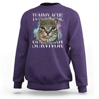 Tummy Ache Survivor Cat Meme Sweatshirt Vintage 90s Graphic Funny Stomach Issues Bootleg - Wonder Print Shop