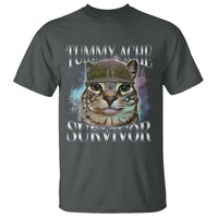 Tummy Ache Survivor Cat Meme T Shirt Vintage 90s Graphic Funny Stomach Issues Bootleg - Wonder Print Shop