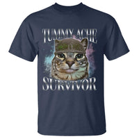 Tummy Ache Survivor Cat Meme T Shirt Vintage 90s Graphic Funny Stomach Issues Bootleg - Wonder Print Shop