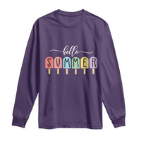 Hello Summer Vacation Ice Cream Popsicle Ice Lolly Long Sleeve Shirt - Wonder Print Shop