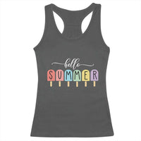 Hello Summer Vacation Ice Cream Popsicle Ice Lolly Racerback Tank Top - Wonder Print Shop