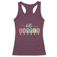 Hello Summer Vacation Ice Cream Popsicle Ice Lolly Racerback Tank Top - Wonder Print Shop