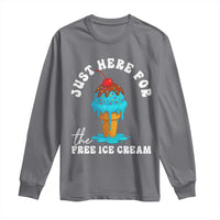 I'm Just Here For The Free Ice Cream Long Sleeve Shirt Funny Cruise Summer Vacation - Wonder Print Shop