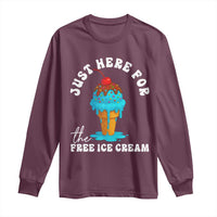 I'm Just Here For The Free Ice Cream Long Sleeve Shirt Funny Cruise Summer Vacation - Wonder Print Shop