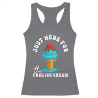 I'm Just Here For The Free Ice Cream Racerback Tank Top Funny Cruise Summer Vacation - Wonder Print Shop
