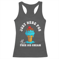 I'm Just Here For The Free Ice Cream Racerback Tank Top Funny Cruise Summer Vacation - Wonder Print Shop