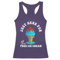 I'm Just Here For The Free Ice Cream Racerback Tank Top Funny Cruise Summer Vacation - Wonder Print Shop