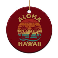 Aloha Hawaii Ceramic Ornament Retro Hawaiian Island Palm Beach Surfboard Surf - Wonder Print Shop