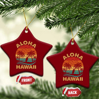 Aloha Hawaii Ceramic Ornament Retro Hawaiian Island Palm Beach Surfboard Surf - Wonder Print Shop