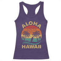 Aloha Hawaii Racerback Tank Top Retro Hawaiian Island Palm Beach Surfboard Surf - Wonder Print Shop