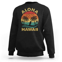 Aloha Hawaii Sweatshirt Retro Hawaiian Island Palm Beach Surfboard Surf - Wonder Print Shop