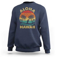 Aloha Hawaii Sweatshirt Retro Hawaiian Island Palm Beach Surfboard Surf - Wonder Print Shop