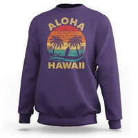 Aloha Hawaii Sweatshirt Retro Hawaiian Island Palm Beach Surfboard Surf - Wonder Print Shop