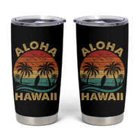 Aloha Hawaii Tumbler Cup Retro Hawaiian Island Palm Beach Surfboard Surf - Wonder Print Shop