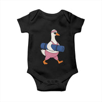 Yoga Goose Carrying Mat Baby Onesie Funny Yogi Workout Fitness Graphic