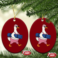 Yoga Goose Carrying Mat Ceramic Ornament Funny Yogi Workout Fitness Graphic