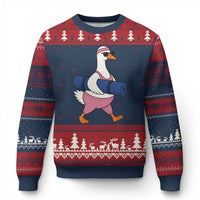 Yoga Goose Carrying Mat Ugly Christmas Sweater Funny Yogi Workout Fitness Graphic