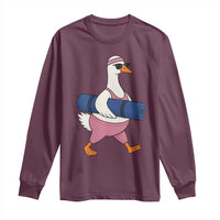 Yoga Goose Carrying Mat Long Sleeve Shirt Funny Yogi Workout Fitness Graphic