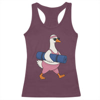 Yoga Goose Carrying Mat Racerback Tank Top Funny Yogi Workout Fitness Graphic