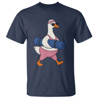 Yoga Goose Carrying Mat T Shirt Funny Yogi Workout Fitness Graphic
