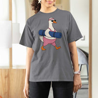 Yoga Goose Carrying Mat T Shirt For Women Funny Yogi Workout Fitness Graphic