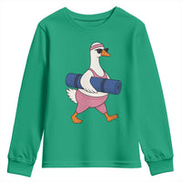 Yoga Goose Carrying Mat Youth Sweatshirt Funny Yogi Workout Fitness Graphic